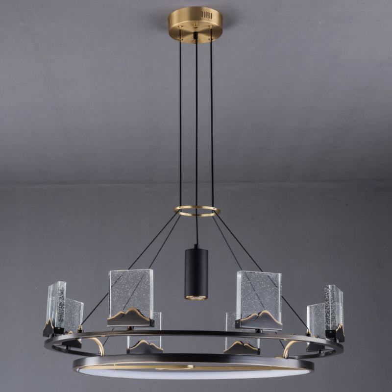 Moderne Luxus Runde Kupfer Kristall LED Kronleuchter Für Wohnzimmer 