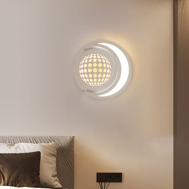 Modern Minimalist Planet Round Iron Aluminum Acrylic LED Wall Sconce Lamp For Hallway