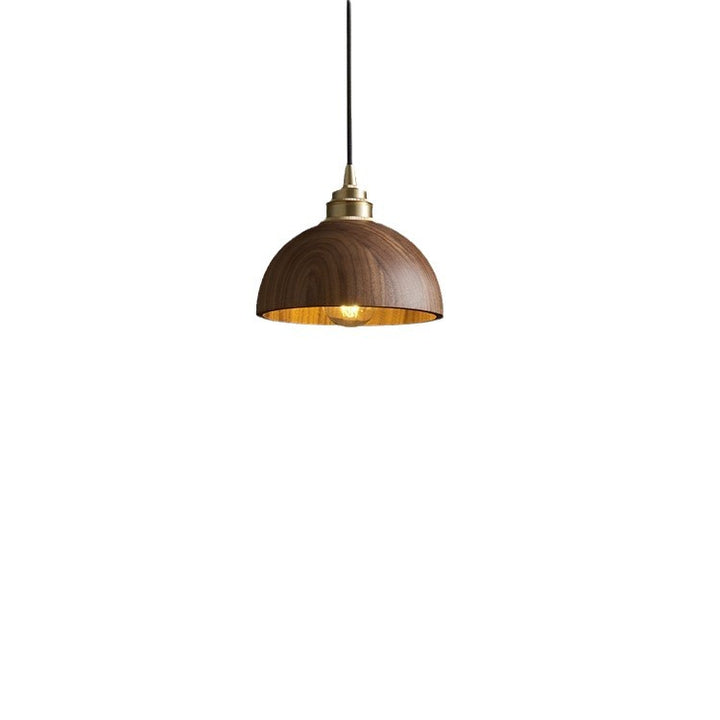 Lámpara colgante de 3 luces de nogal negro hemisferio chino tradicional de cobre y hierro para comedor 