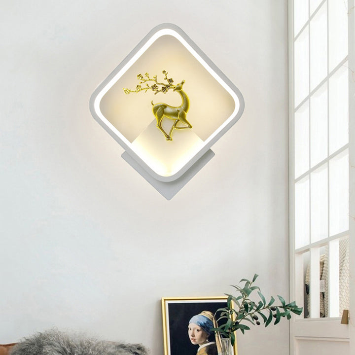 Lámpara de pared de hierro acrílico LED cuadrada escandinava contemporánea para sala de estar 