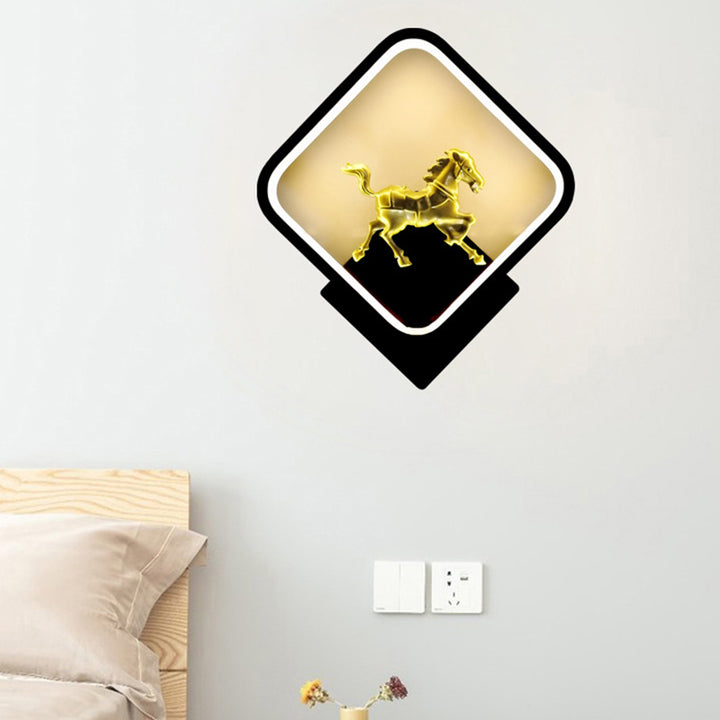 Lámpara de pared de hierro acrílico LED cuadrada escandinava contemporánea para sala de estar 