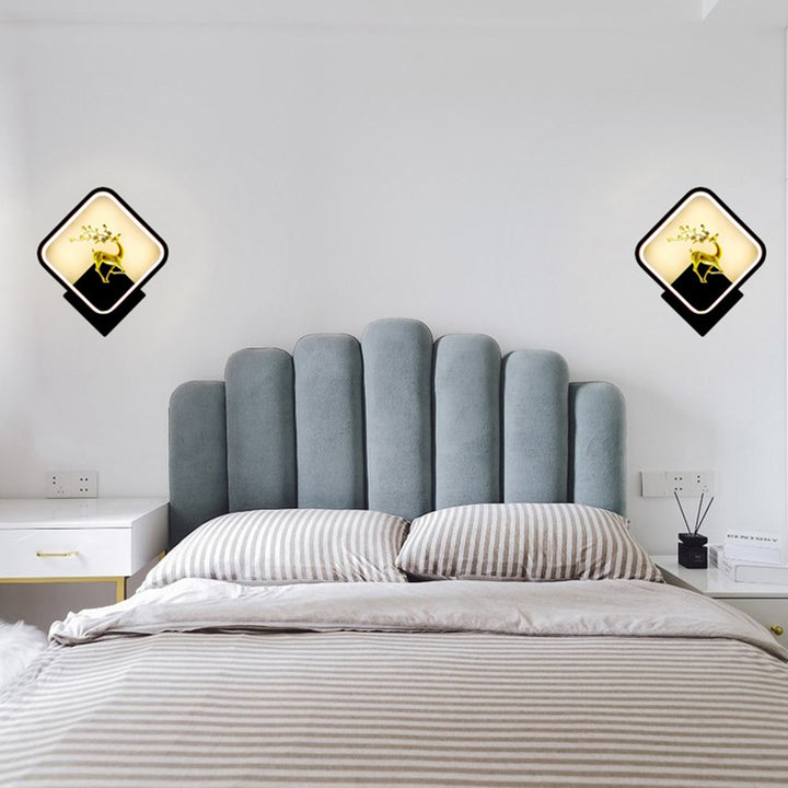 Lámpara de pared de hierro acrílico LED cuadrada escandinava contemporánea para sala de estar 