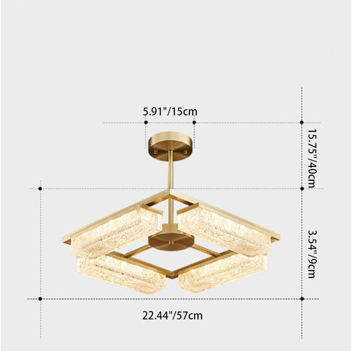 Suspension LED en résine verte cuivre polygone de luxe moderne pour salon 