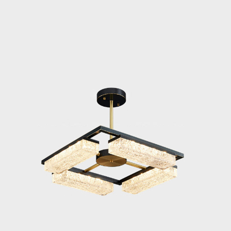 Suspension LED en résine verte cuivre polygone de luxe moderne pour salon 