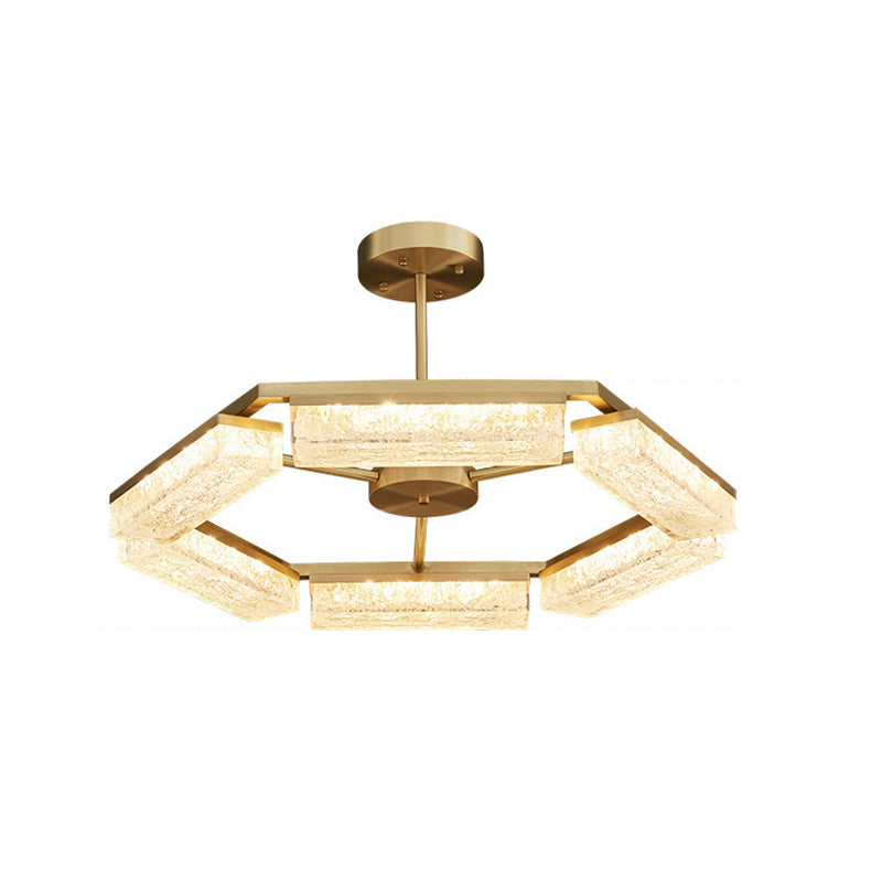 Suspension LED en résine verte cuivre polygone de luxe moderne pour salon 