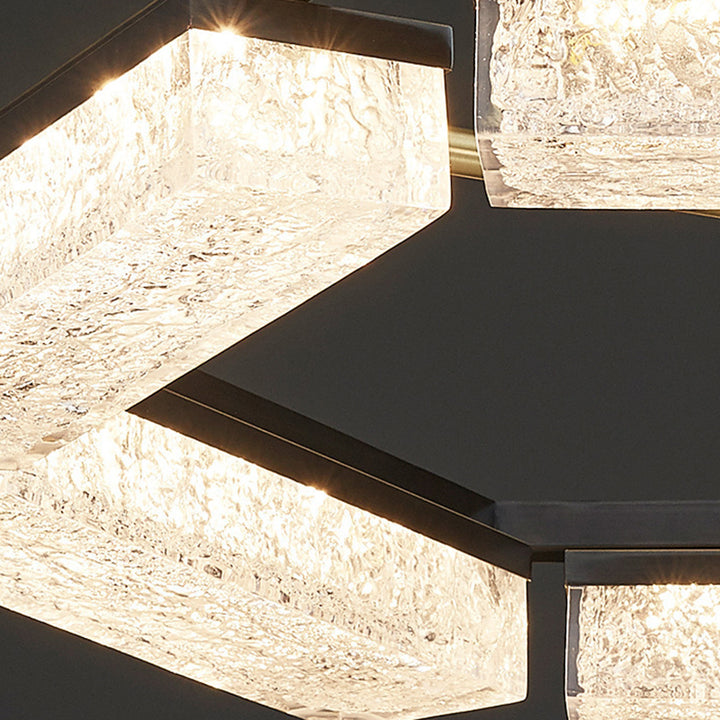 Suspension LED en résine verte cuivre polygone de luxe moderne pour salon 