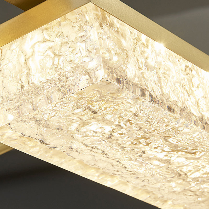 Suspension LED en résine verte cuivre polygone de luxe moderne pour salon 