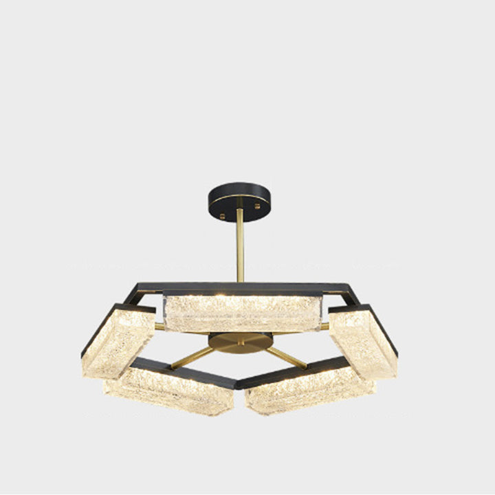 Suspension LED en résine verte cuivre polygone de luxe moderne pour salon 