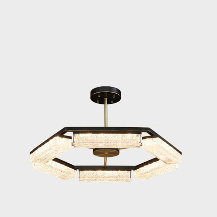 Suspension LED en résine verte cuivre polygone de luxe moderne pour salon 