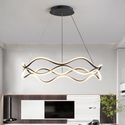 Araña de LED de cristal acrílico de aluminio con anillo torcido creativo contemporáneo para dormitorio 