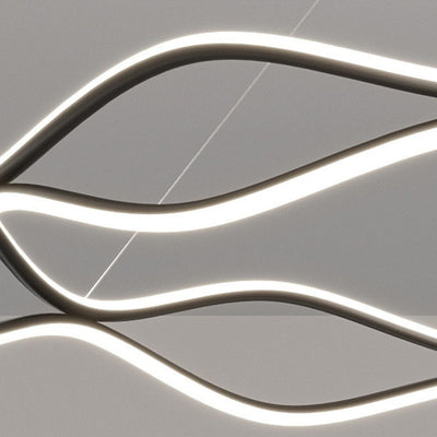 Araña de LED de cristal acrílico de aluminio con anillo torcido creativo contemporáneo para dormitorio 