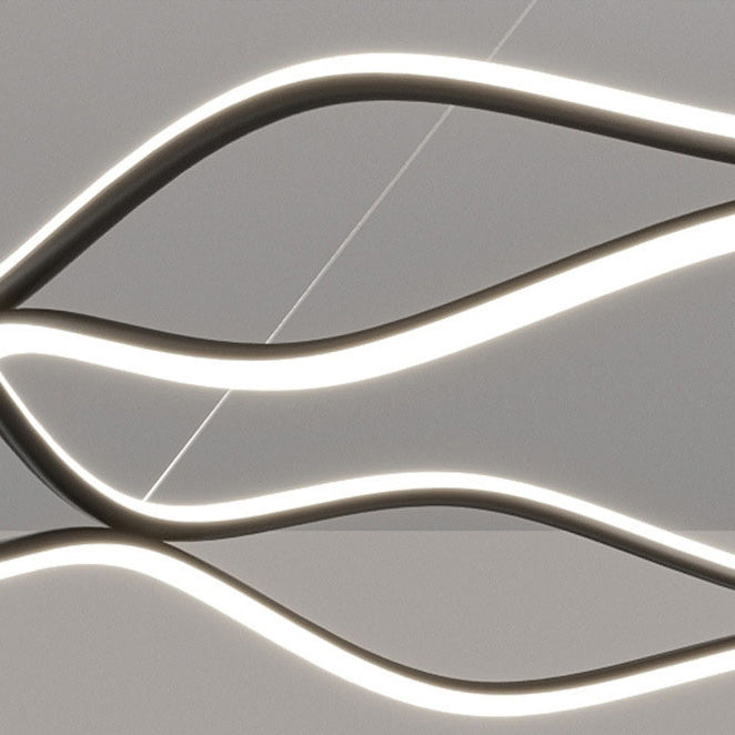 Araña de LED de cristal acrílico de aluminio con anillo torcido creativo contemporáneo para dormitorio 