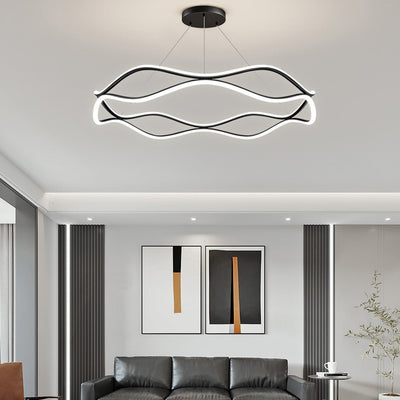 Araña de LED de cristal acrílico de aluminio con anillo torcido creativo contemporáneo para dormitorio 