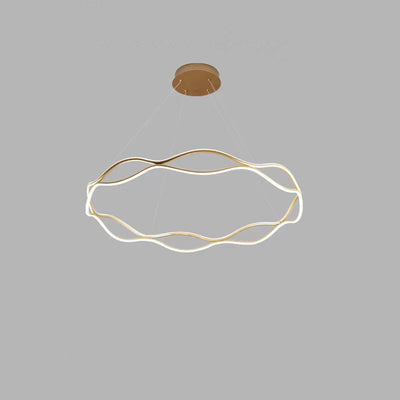 Araña de LED de cristal acrílico de aluminio con anillo torcido creativo contemporáneo para dormitorio 