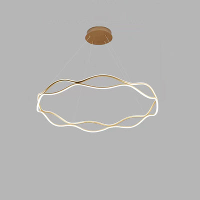 Araña de LED de cristal acrílico de aluminio con anillo torcido creativo contemporáneo para dormitorio 
