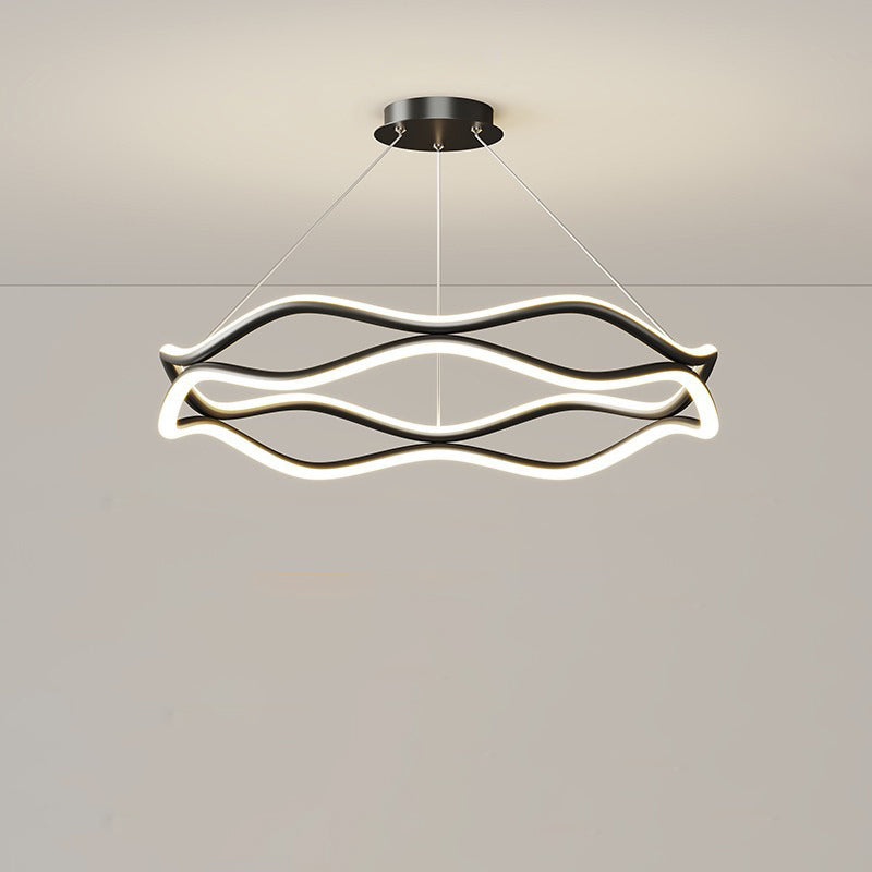 Araña de LED de cristal acrílico de aluminio con anillo torcido creativo contemporáneo para dormitorio 