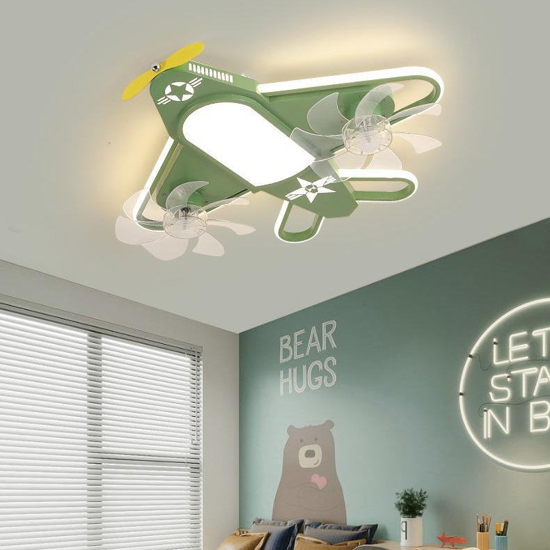 Zeitgenössische kreative Flugzeug Eisen Acryl LED Unterputz Deckenventilator Licht für Schlafzimmer 