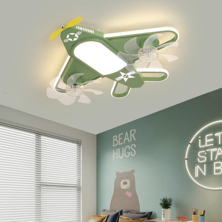Zeitgenössische kreative Flugzeug Eisen Acryl LED Unterputz Deckenventilator Licht für Schlafzimmer 