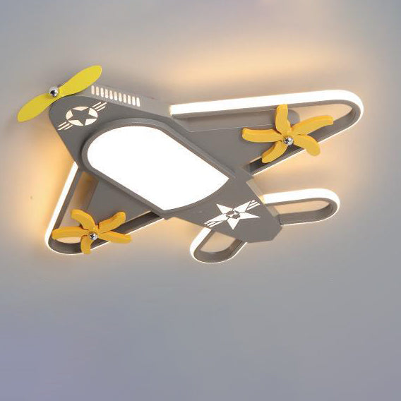 Zeitgenössische kreative Flugzeug Eisen Acryl LED Unterputz Deckenventilator Licht für Schlafzimmer 