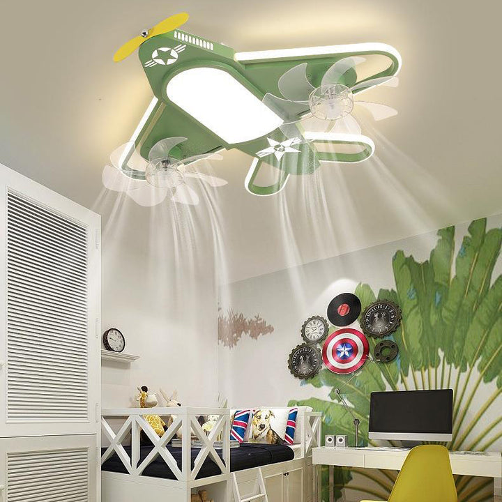 Zeitgenössische kreative Flugzeug Eisen Acryl LED Unterputz Deckenventilator Licht für Schlafzimmer 
