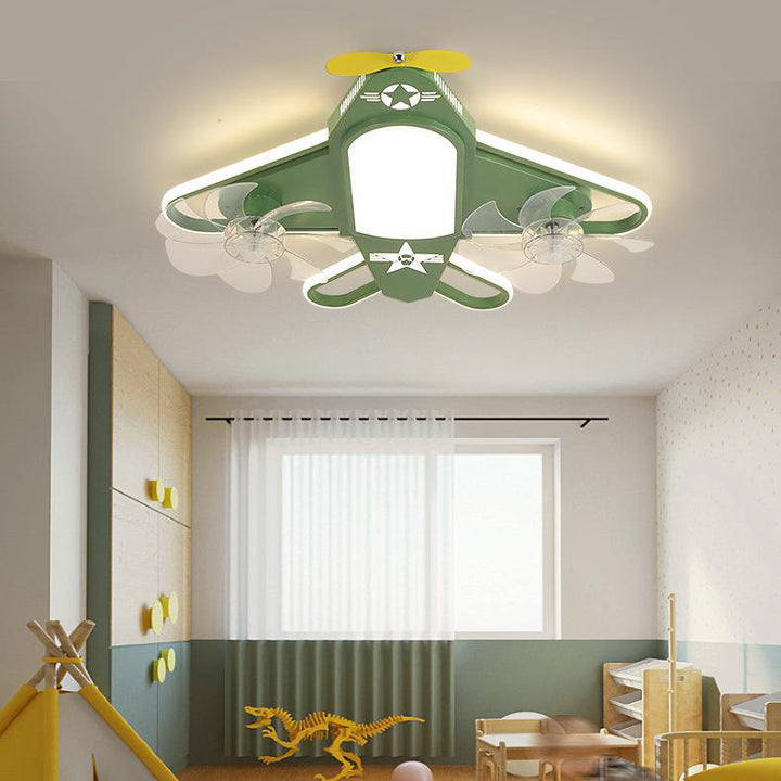 Zeitgenössische kreative Flugzeug Eisen Acryl LED Unterputz Deckenventilator Licht für Schlafzimmer 