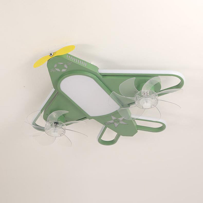 Zeitgenössische kreative Flugzeug Eisen Acryl LED Unterputz Deckenventilator Licht für Schlafzimmer 