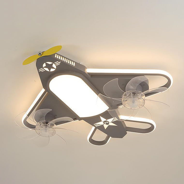 Zeitgenössische kreative Flugzeug Eisen Acryl LED Unterputz Deckenventilator Licht für Schlafzimmer 