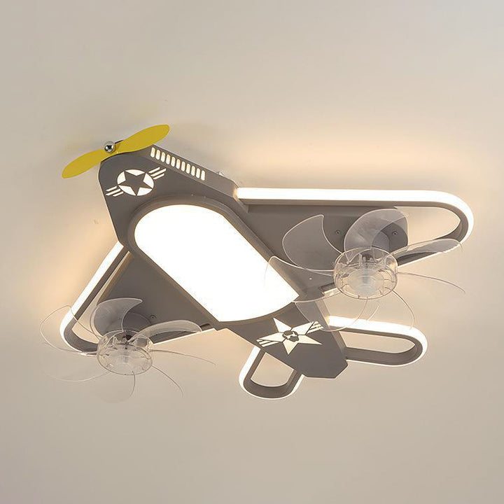 Zeitgenössische kreative Flugzeug Eisen Acryl LED Unterputz Deckenventilator Licht für Schlafzimmer 
