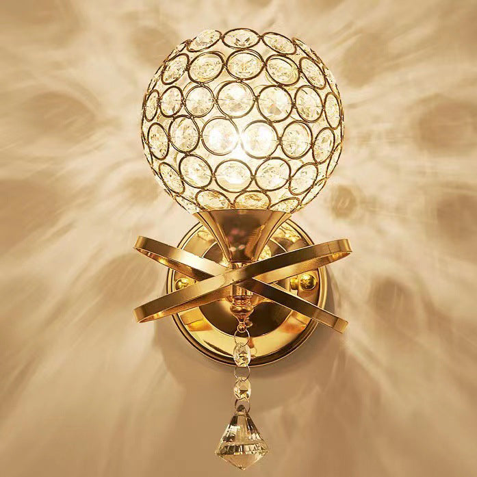 Esfera Creativa Contemporánea Cristal Hierro Aplique de Pared de 1 Luz para Dormitorio 