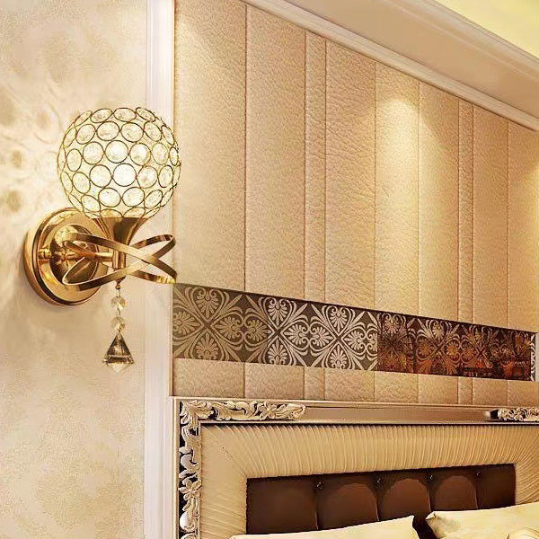 Esfera Creativa Contemporánea Cristal Hierro Aplique de Pared de 1 Luz para Dormitorio 