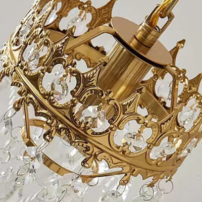 Modern Luxury Crown Round Iron Crystal 1-Light Wall Sconce Lamp For Living Room