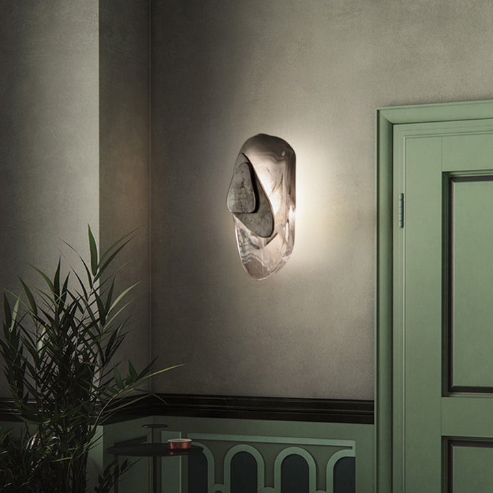 Applique murale LED en cristal et fer créatif contemporain ovale pour chambre à coucher 