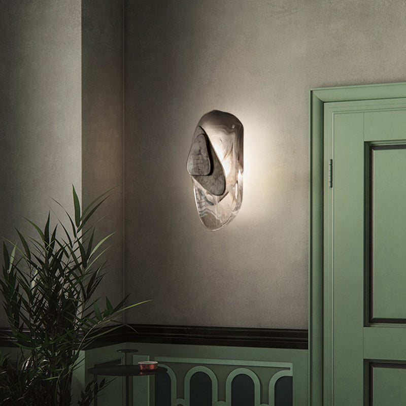 Lámpara de aplique de pared LED de cristal de hierro ovalado creativo contemporáneo para dormitorio 
