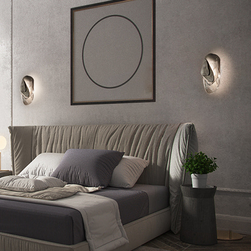 Applique murale LED en cristal et fer créatif contemporain ovale pour chambre à coucher 