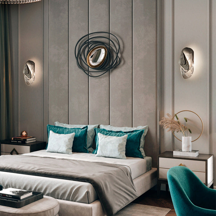 Applique murale LED en cristal et fer créatif contemporain ovale pour chambre à coucher 