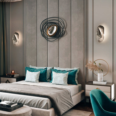 Lámpara de aplique de pared LED de cristal de hierro ovalado creativo contemporáneo para dormitorio 