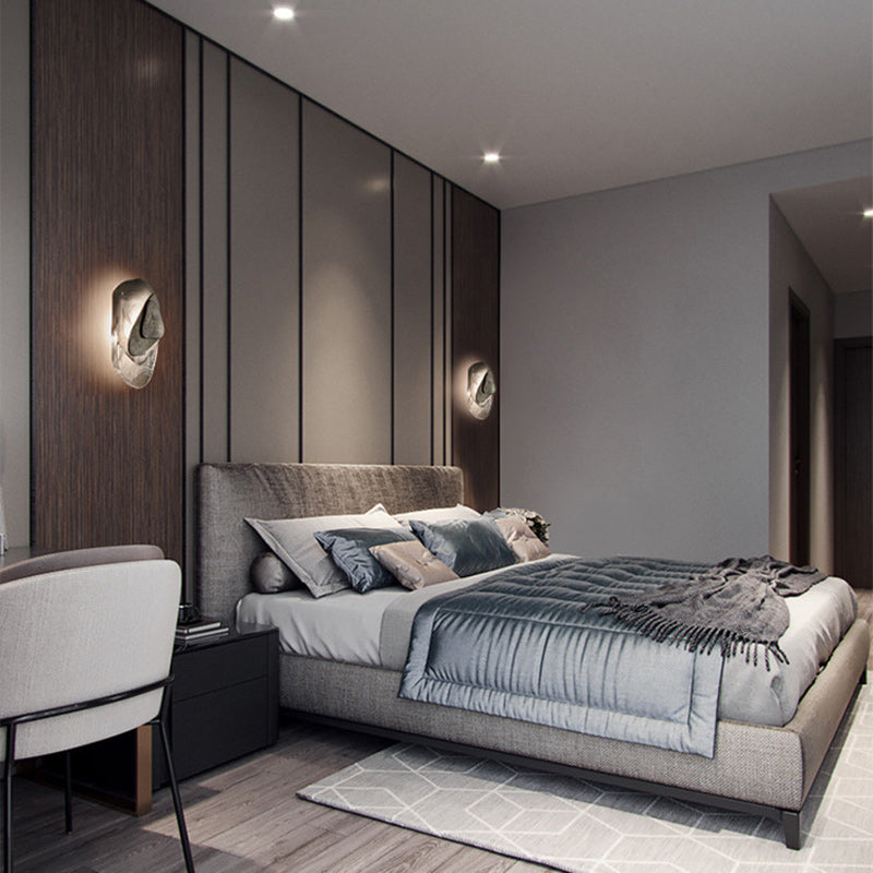 Lámpara de aplique de pared LED de cristal de hierro ovalado creativo contemporáneo para dormitorio 