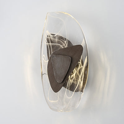 Lámpara de aplique de pared LED de cristal de hierro ovalado creativo contemporáneo para dormitorio 