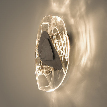 Lámpara de aplique de pared LED de cristal de hierro ovalado creativo contemporáneo para dormitorio 