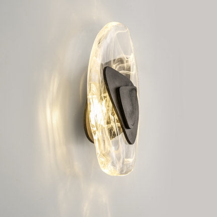 Applique murale LED en cristal et fer créatif contemporain ovale pour chambre à coucher 