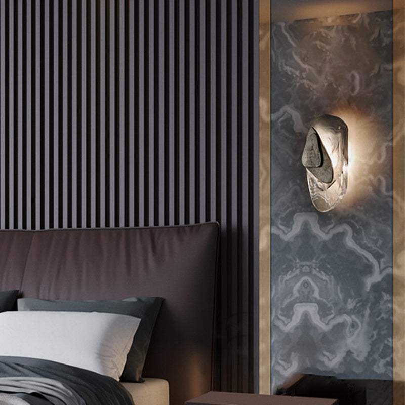 Applique murale LED en cristal et fer créatif contemporain ovale pour chambre à coucher 