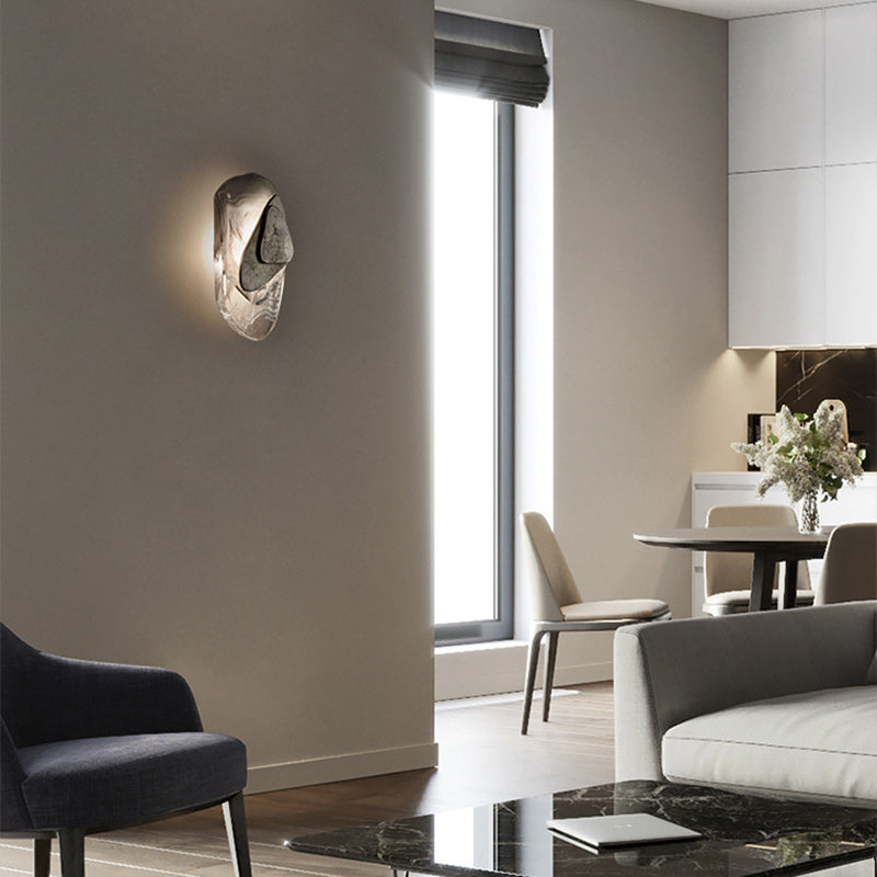 Applique murale LED en cristal et fer créatif contemporain ovale pour chambre à coucher 