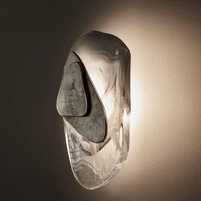 Lámpara de aplique de pared LED de cristal de hierro ovalado creativo contemporáneo para dormitorio 
