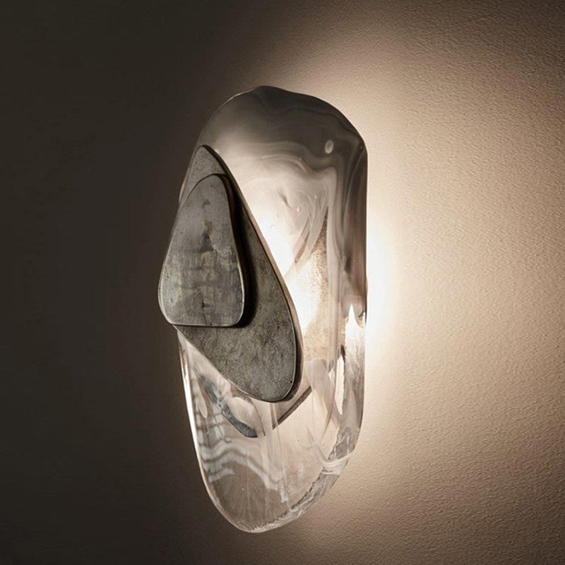 Lámpara de aplique de pared LED de cristal de hierro ovalado creativo contemporáneo para dormitorio 