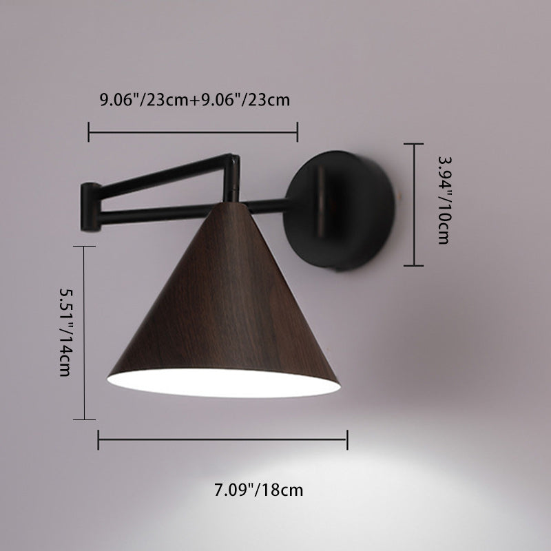 Lampe Applique Murale Moderne Minimaliste en Cône en Fer à 1 Lumière pour Chambre 