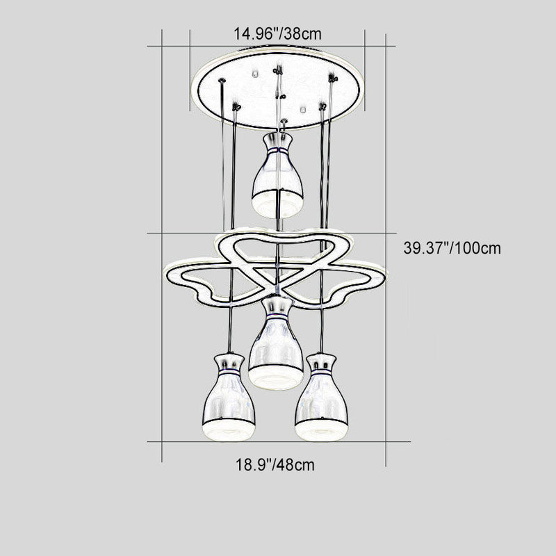 Lámpara de Araña LED de Hierro Acrílico Botella Minimalista Moderna para Dormitorio 