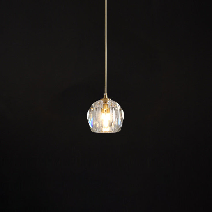 Lustre Moderne de Luxe Sphère Ronde en Fer et Cristal 1/3/4/5 Lumières pour Chambre 