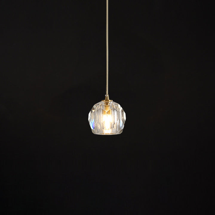 Lustre Moderne de Luxe Sphère Ronde en Fer et Cristal 1/3/4/5 Lumières pour Chambre 