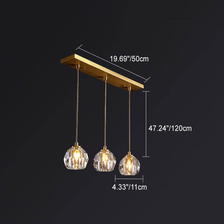 Lustre Moderne de Luxe Sphère Ronde en Fer et Cristal 1/3/4/5 Lumières pour Chambre 