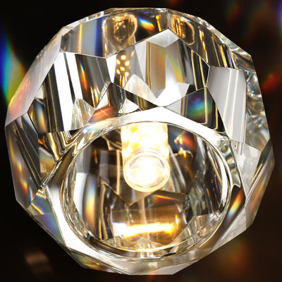 Modern Luxury Round Sphere Iron Crystal 1/3/4/5 Light Chandelier For Bedroom